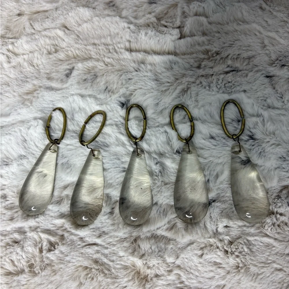 5 Glass Teardrops with Gold Accents